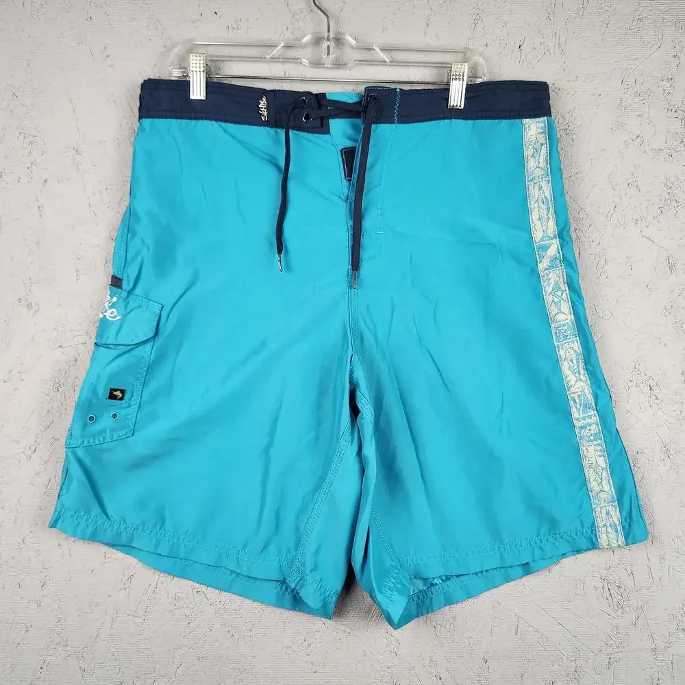 Salt Life Shorts Mens 2XL Blue SLX-QD Board Swim Trunks Cargo Pocket Fishing